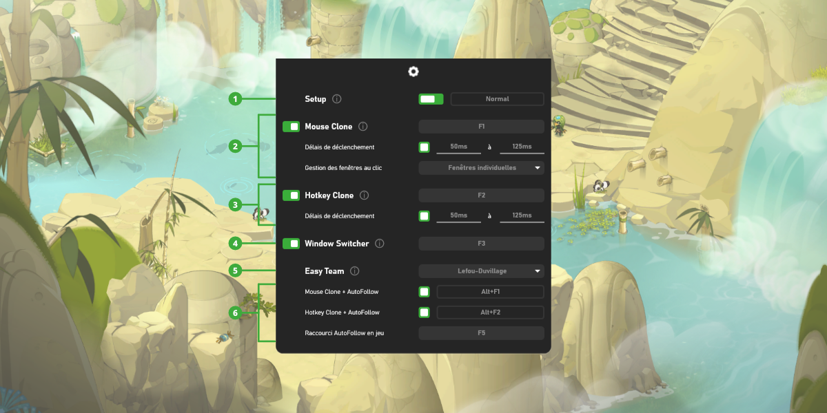 Interface Paramètres